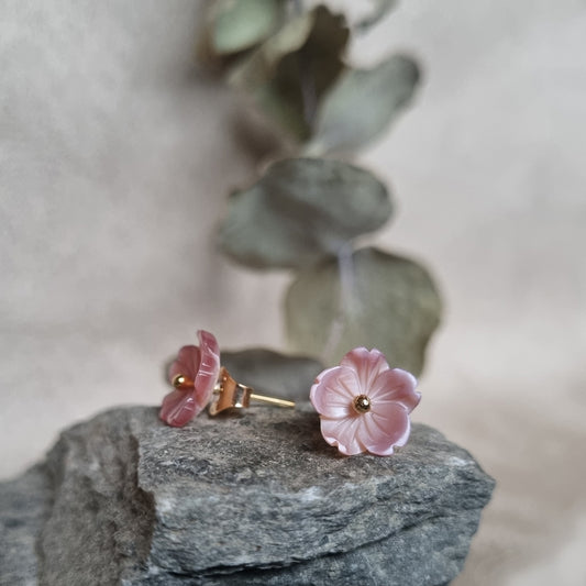 ROSA PÄRLEMOR GULDÖRHÄNGEN STIFT