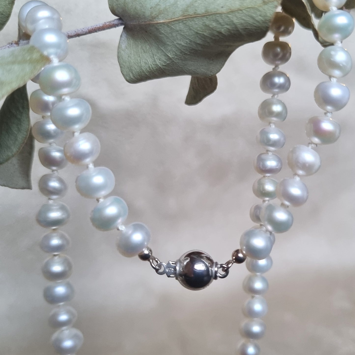 PÄRLHALSBAND LÅS I SILVER